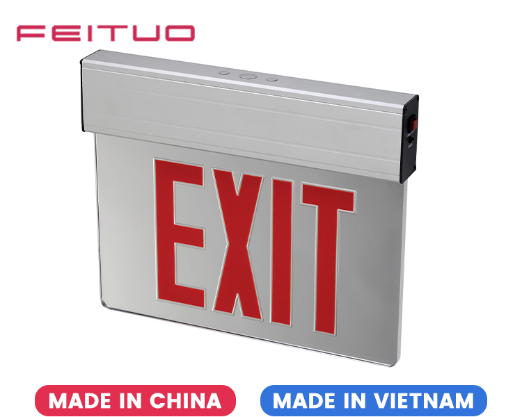 JELEX1RM-Boîtier en aluminium rouge 12 LEDs EXIT Light avec papier de doublure argenté